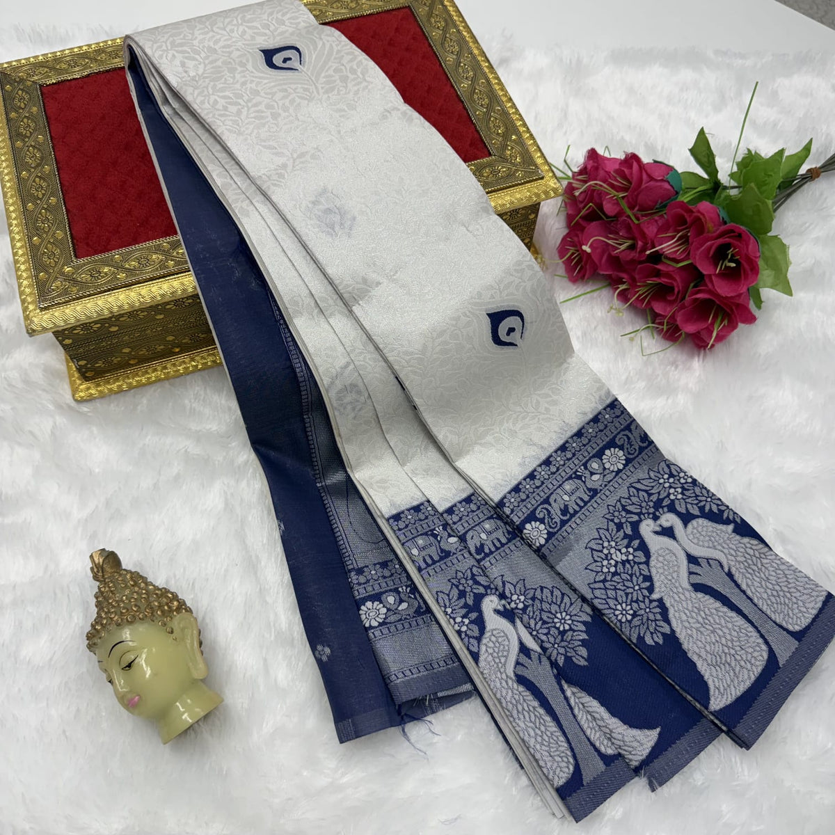 Traditional Peacock Motif Silk Saree | Elegant Festive & Wedding Wear