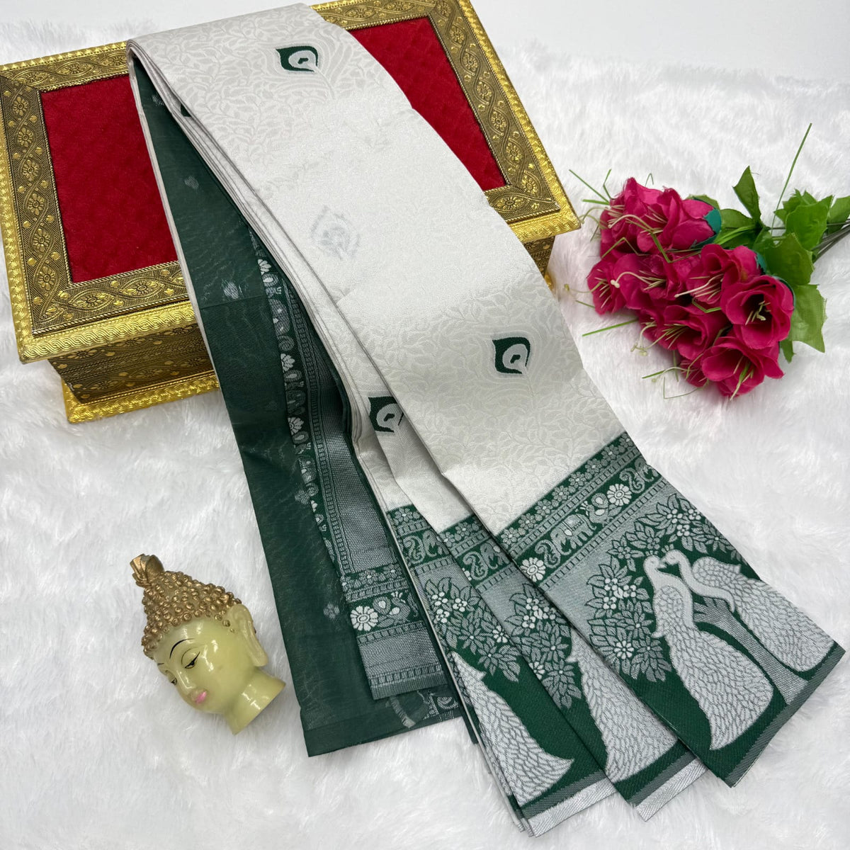 Traditional Peacock Motif Silk Saree | Elegant Festive & Wedding Wear